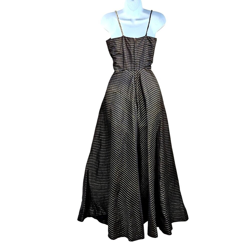 50s Egyptian Revival Black Gold Gown Full Skirt XXS Snake Chain 21" Waist - Picture 4 of 13
